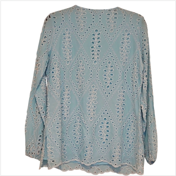 NWOT Boston Proper Top Tunic Eyelet Embellished Blue Sz S - Picture 3 of 9